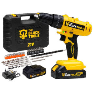 Parafusadeira Furadeira Impacto 21v Com Bateria Maleta e Acessórios Completo The Black Tools